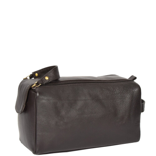 Genuine Soft Leather BROWN Travel Wash Bag A179 1