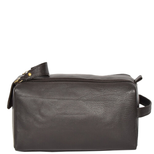 Genuine Soft Leather BROWN Travel Wash Bag A179 2