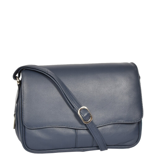 Womens Navy Leather Shoulder Messenger Handbag Ada 1