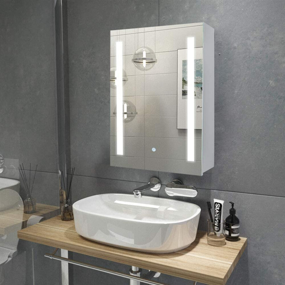 LED Bathroom Mirror Cabinet with Demister Pad and Shaver Socket UK