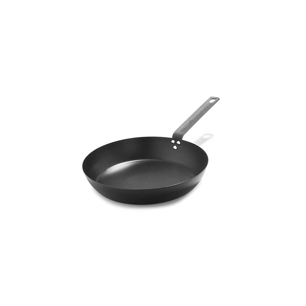 Merten & Storck Pre-Seasoned Carbon Steel Induction 30Cm Frying Pan Skillet, Oven Safe, Black