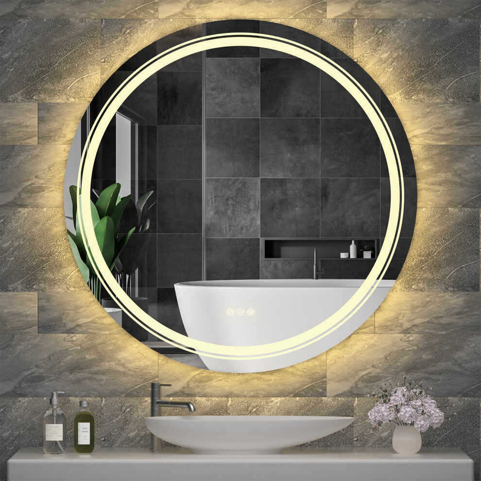 (800x800mm) Round Led Illuminated Wall Bathroom Mirror