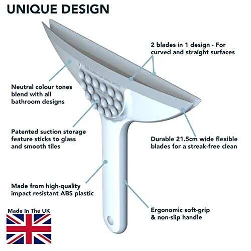 Inhouse Curved Squeegee Shower Squeegee with Suction Holder for Window