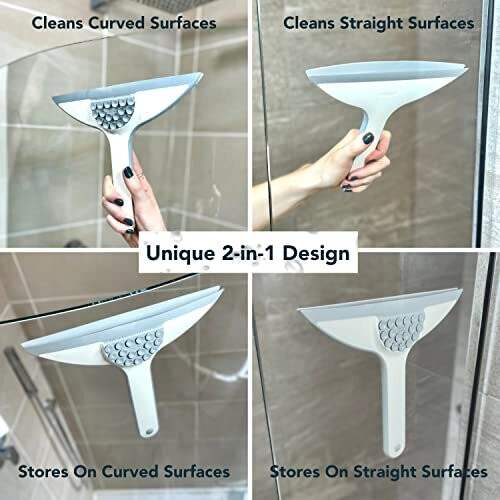 Inhouse Curved Squeegee Shower Squeegee with Suction Holder for Window