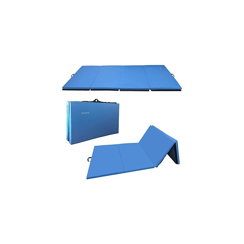 BalanceFrom GoGym All-Purpose 4'x10'x2 Extra Thick High Density Anti-Tear Gymnastics Gym Folding Exercise Aerobics Mats (Blue)