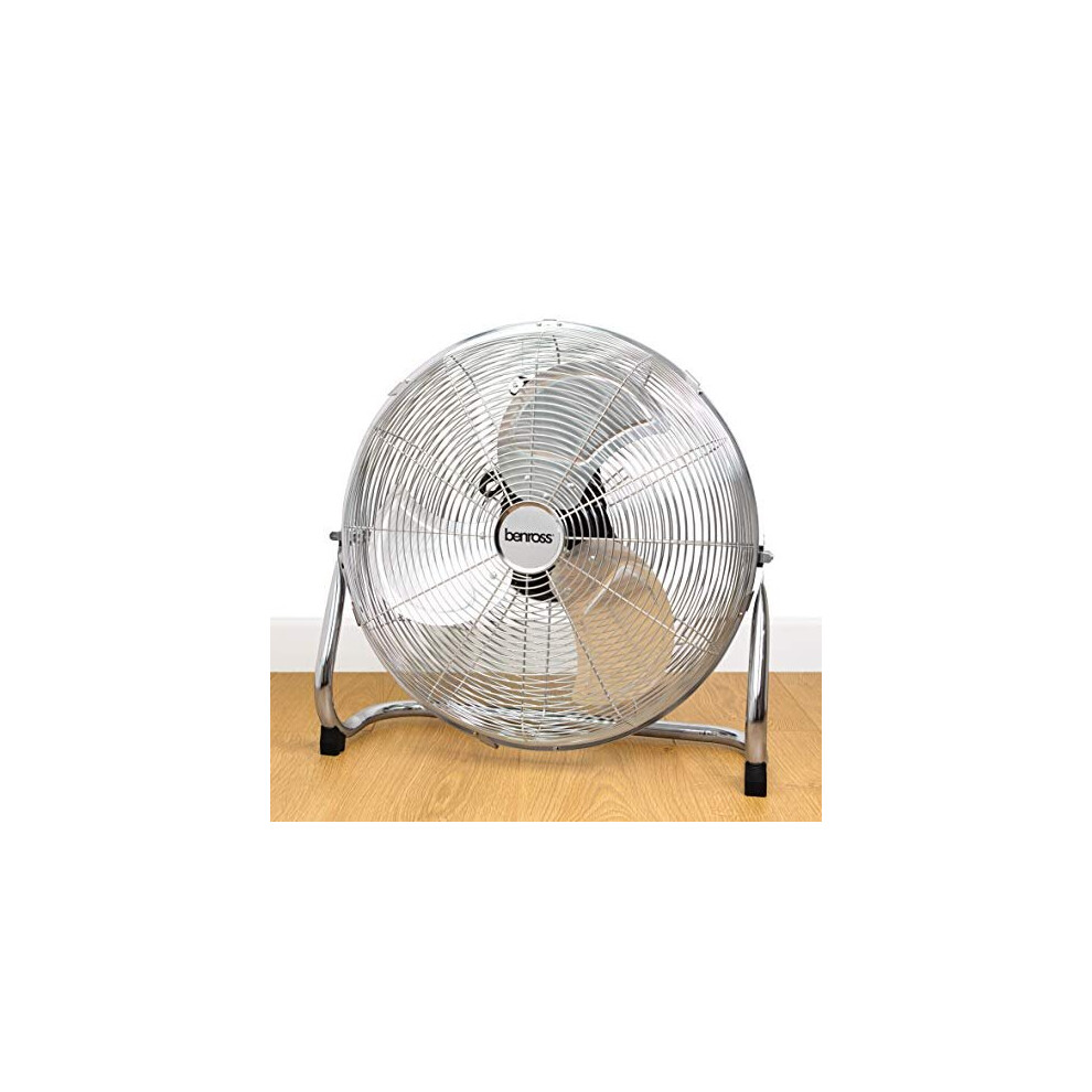 Benross 42209 18-Inch Standing Floor Fan / High Velocity Fan / 3 Speed Settings / Adjustable Tilting Head / Lightweight Aluminium Blades / Simple Push
