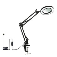 Neoglint Magnifying Lamp with Clamp,8X Magnifier Lamps 3 Colors & 10 Brightness Dimmable Magnifying Glass Led Lamp, 19 Inch Adjustable Swivel Arm Lamp