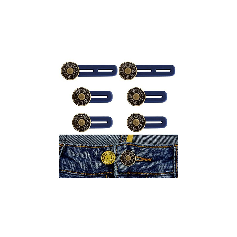 6 Pcs Button Extender for Trousers, Button Waist Extender, Pants Waist Extender Adjustable, Extended Jeans Waistband Button Extender Set, Elastic