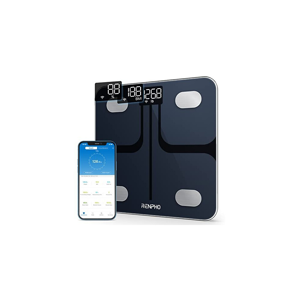 RENPHO Smart Wi-Fi Body Fat Scales for Body Weight, Digital Bathroom Weighing Bluetooth Scale, Body Composition Monitor BMI Scales with Smartphone App