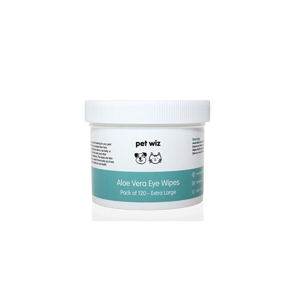 pet wiz Aloe Vera Eye Wipes for Cleaning Dogs & Cats - Extra Large (1 Tub)