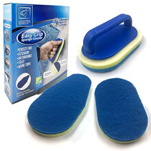 Bathroom Cleaning Sponge with Handle, Scourers Sponge Kit with 2 Oval-Shaped Cleaning Sponges, 1 Corner Sponge Scourer and 1 Detachable Sponge Handle,