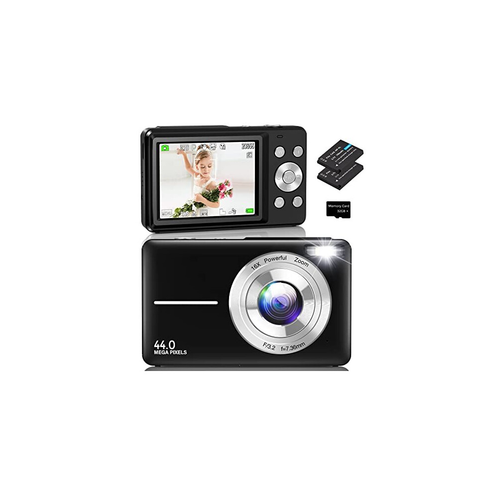Digital Camera,Amdeurdi Vlogging Camera Rechargeable Digital Cameras With 16X Zoom Compact Camera Fhd 1080P 44Mp 16X Zoom Compact Camera For Beginner 762917091808