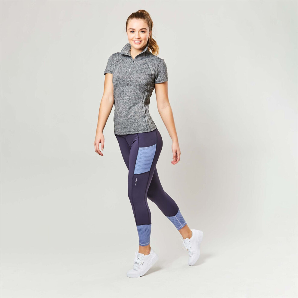 (Blue, Ladies 14/32 Inch) Dublin Power Performance Mid Rise Colour Block Tights