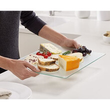 Deenz Glass Worktop Saver/Chopping Board, Clear/Black Tempered Glass, 8 Time Stronger Then Normal Glass (L 40x50cm Clear)