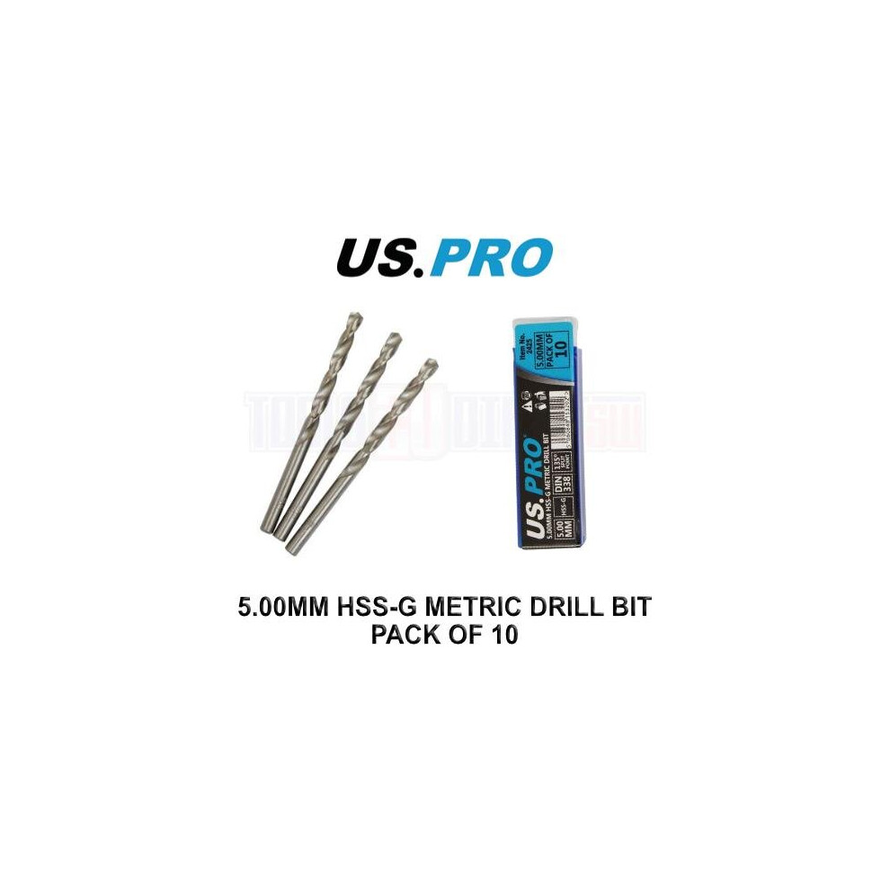 US PRO Tools 5.00MM HSS-G Metric twist Drill Bit Pack Of 10 2425