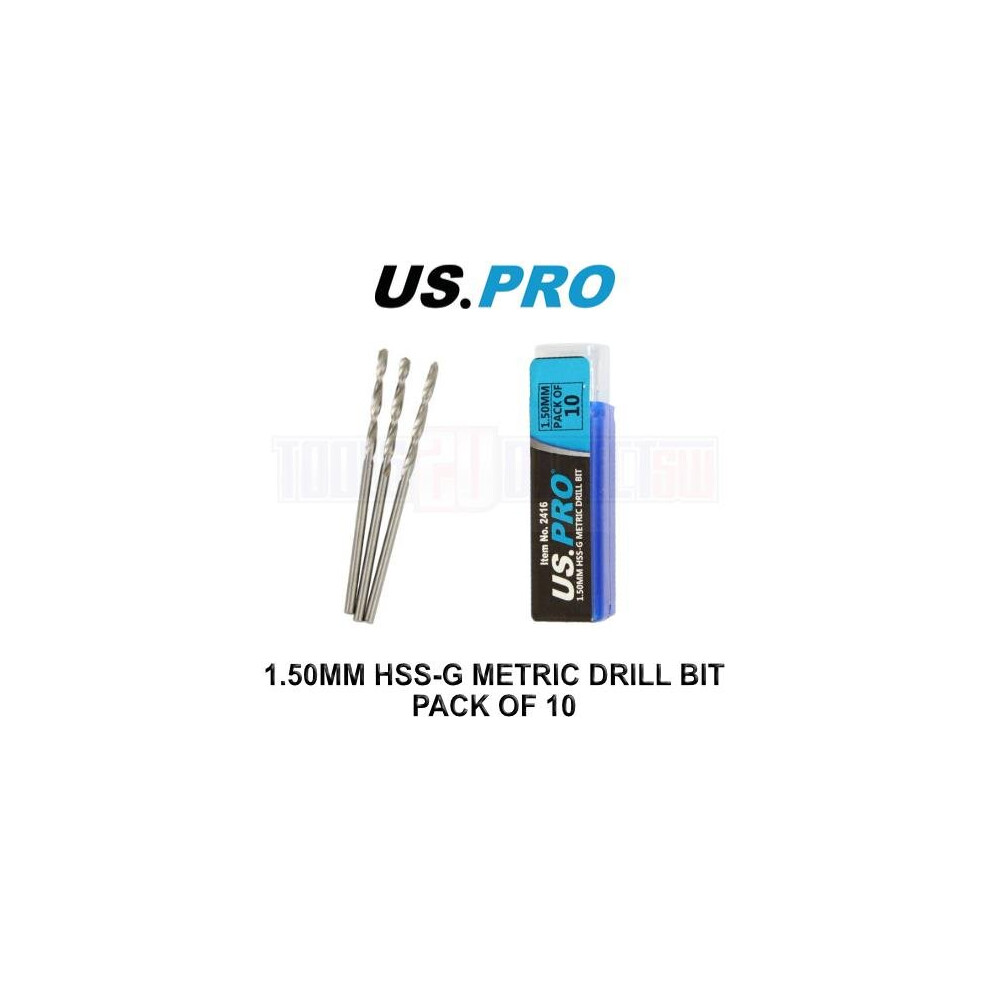 US PRO Tools 1.50MM HSS-G Metric twist Drill Bit Pack Of 10 2416