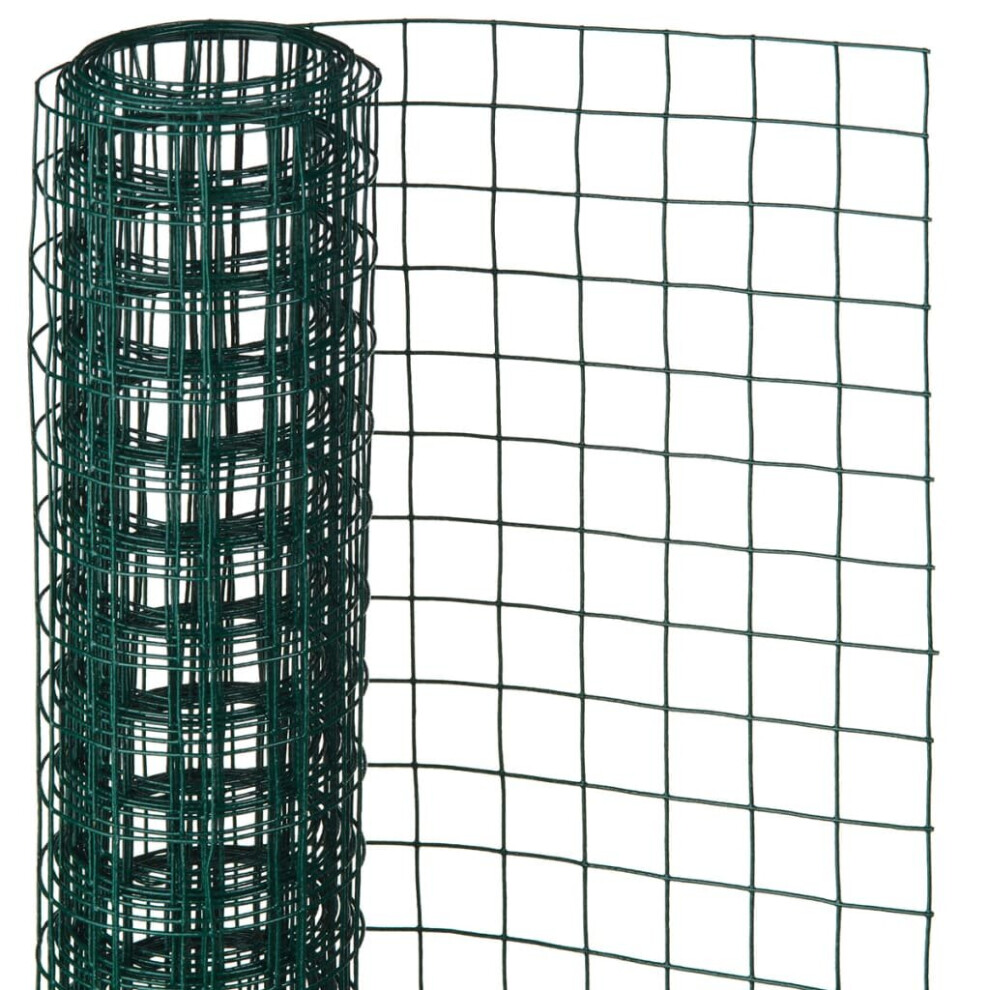 Nature Wire Mesh Square 1x5 m 25 mm Plastic Coated Steel Green Wire Fence