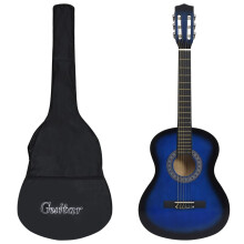 vidaXL klassisk guitar til begyndere med taske, blå 3/4, 36"