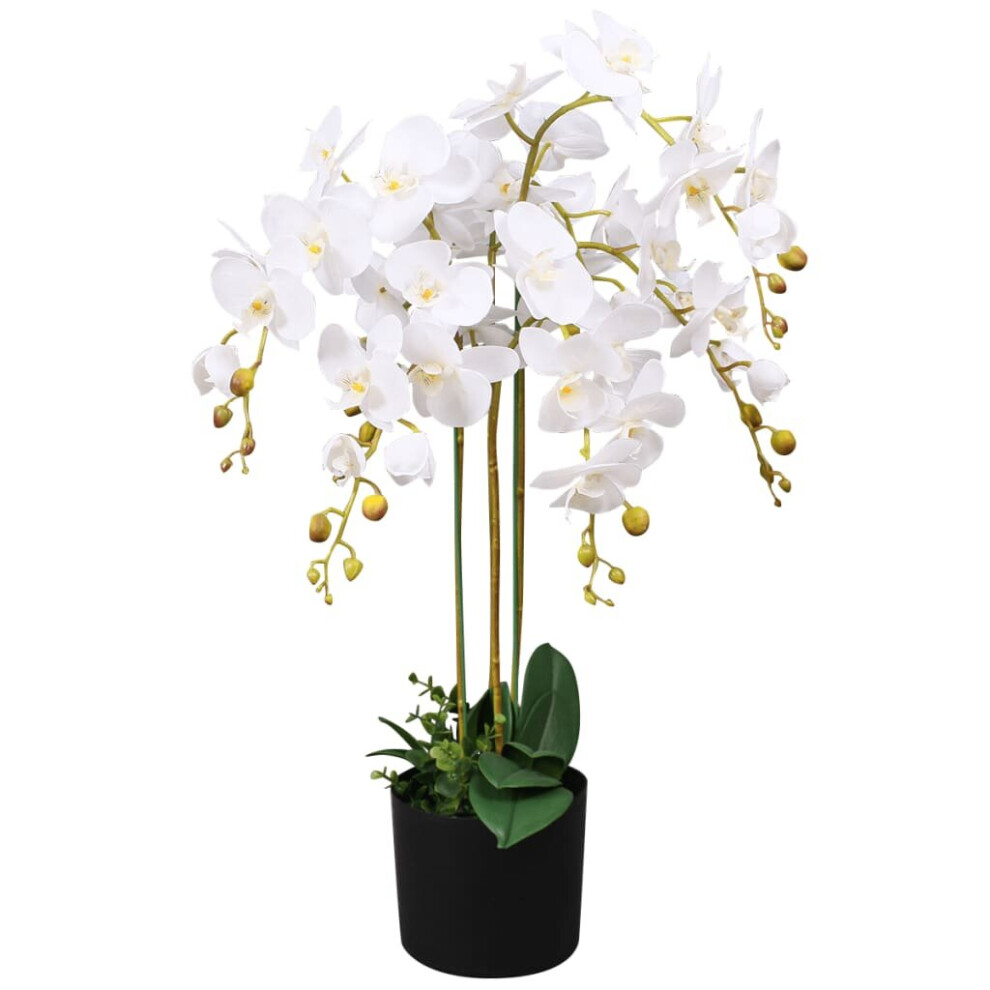 vidaXL Artificial Orchid Plant with Pot 75cm White Home Realistic Fake Flower