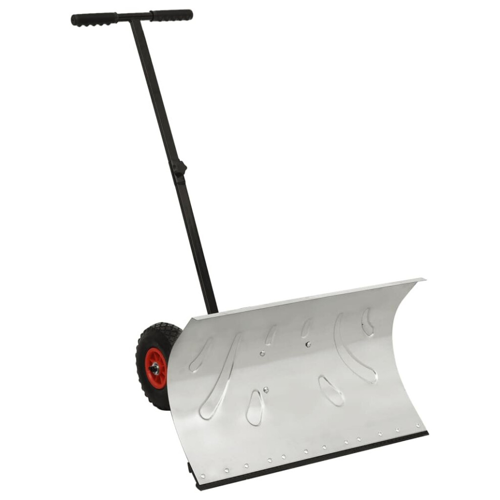 vidaXL Manual Snow Shovel With Wheels Garden Lawn Plough Blade Thrower Removal