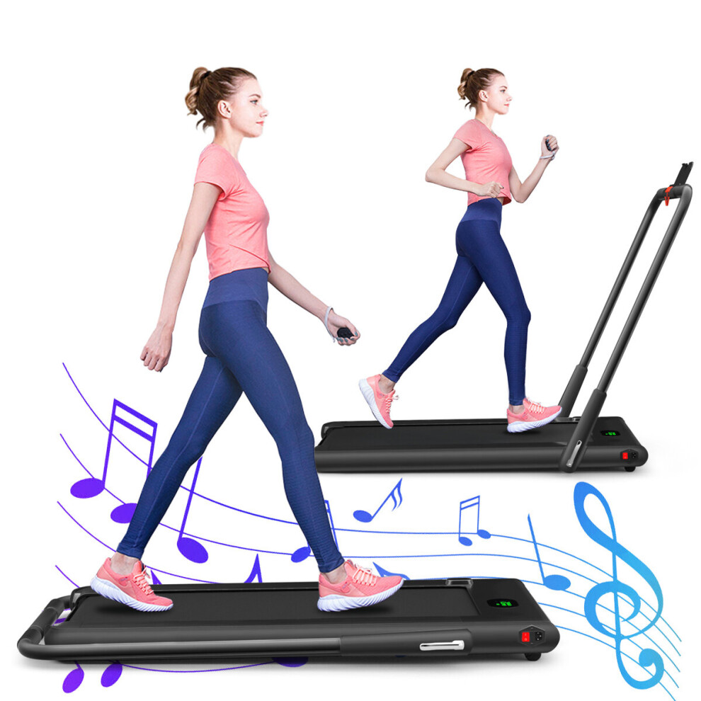 2 in 1 Folding Treadmill Under Desk Treadmill Walking Running Machine