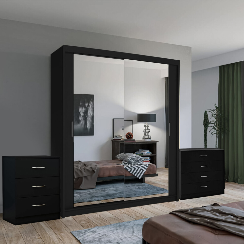 High Gloss Mirror Sliding Door Wardrobe 150cm X 220cm