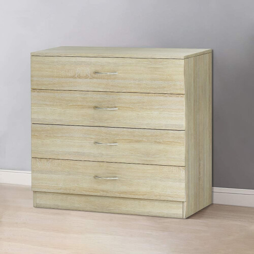 (Oak, 150 cm) Chen Sliding Mirror Wardrobe With Chest Drawers 1