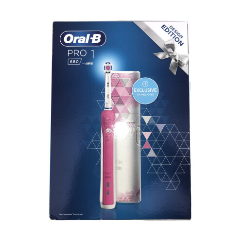 OralB Pro 1 680 Rechargeable Electric 3D Toothbrush with Travel Case Pink on OnBuy