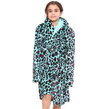 (5-6 Years, Mint) Girls Boys Leopard Print Bathrobe Hooded Swim Beach