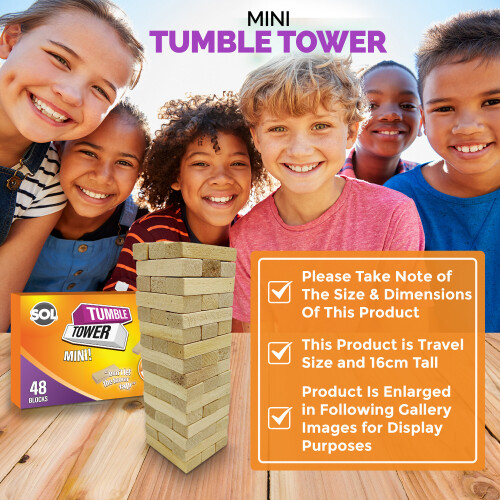SOL Mini Wooden Tumble Tower Game | Compact Travel Friendly Stacking Game 1