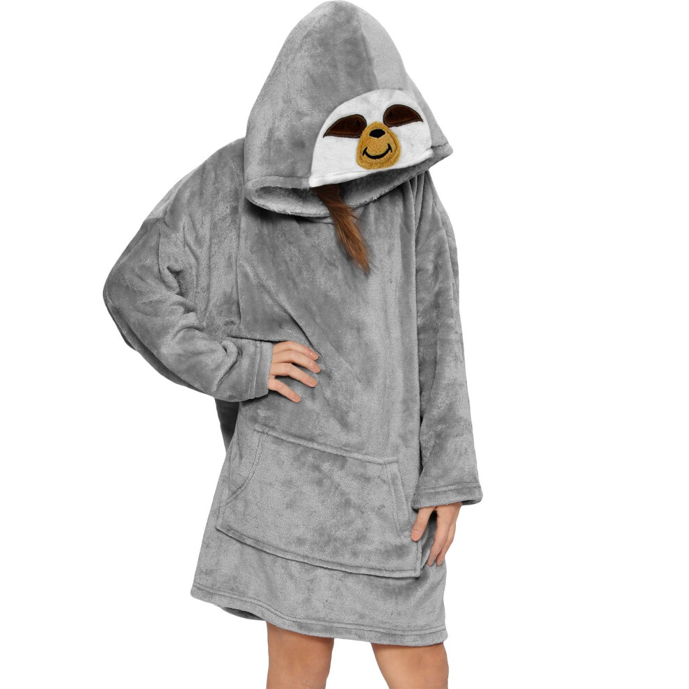 (One Size, Sloth) Men's Ladies Oversized Hoodie Printed Snuggle