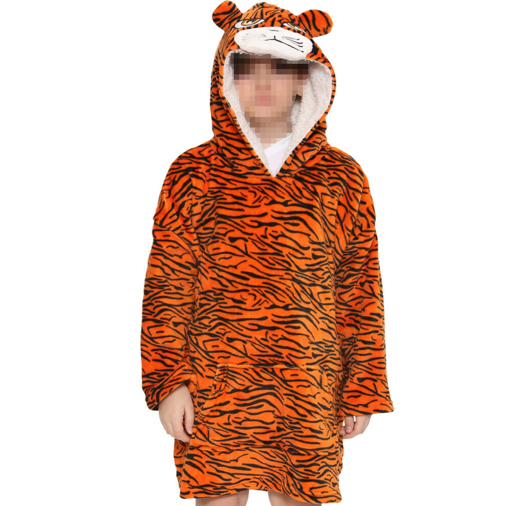 (One Size, Tiger) Men's Ladies Oversized Hoodie Printed Snuggle