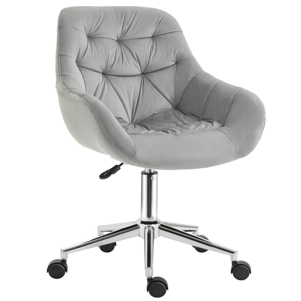 Vinsetto Velvet Home Office Chair Desk Chair Adjustable Height, Grey