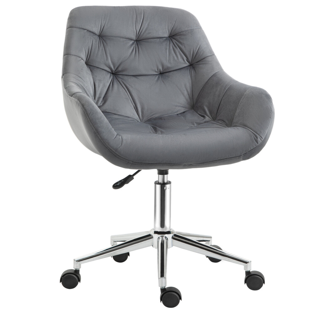 Vinsetto Velvet Home Office Chair Desk Chair Adjustable, Dark Grey