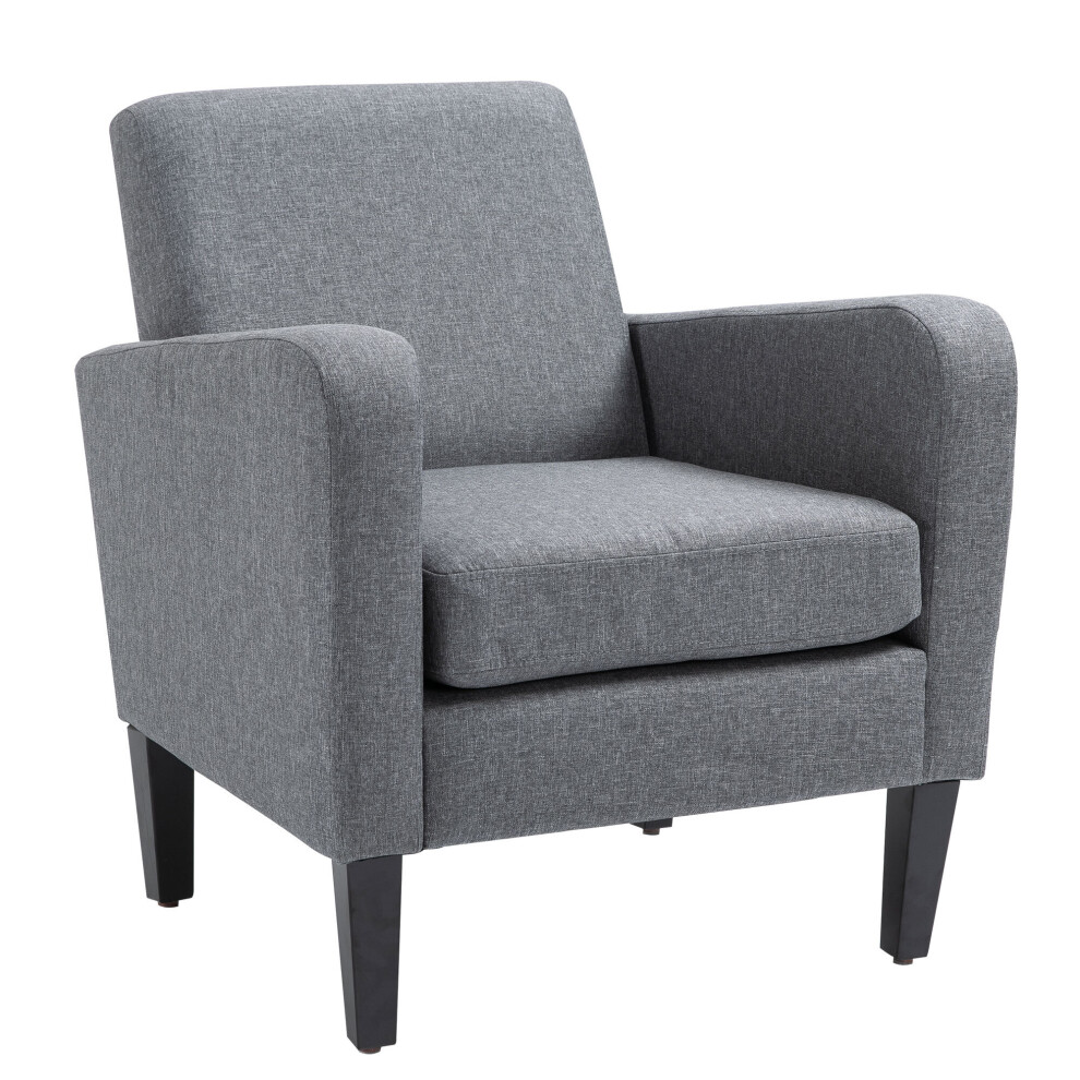 Homcom Grey Linen Single Armchair, With Padded Seat & Anti-Cat-Scratch Material, | Aosom Uk - Image 5