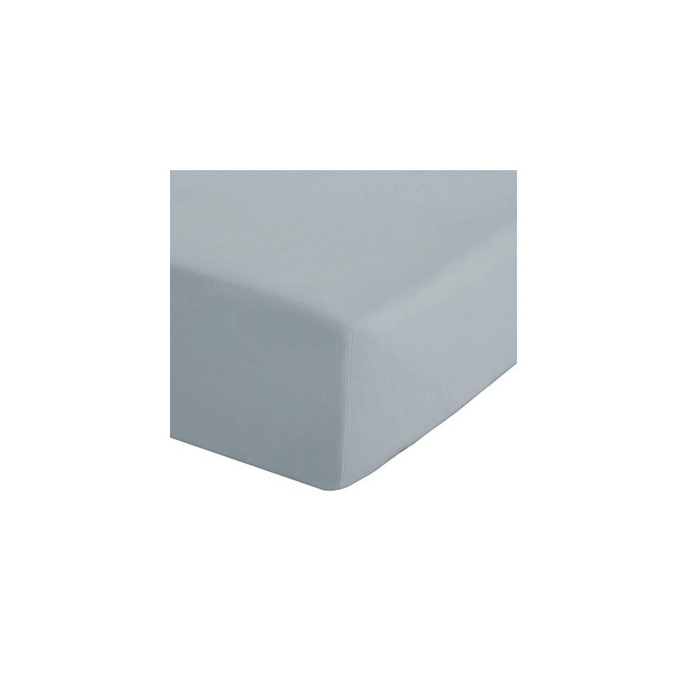 Catherine Lansfield Easy Iron Percale 50% Cotton 50% Polyester 35cm Extra Deep Fitted Sheet in Duck Egg Blue | Size: King Fitted - Image 8