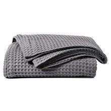 Value Comfort Home 100% Brushed COTTON Honeycomb WAFFLE EFFECT Bed Blanket Sofa THROW 70x100 Silver
