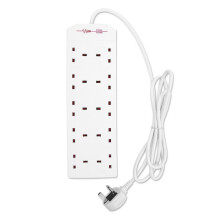 Benross 41069 10-Way Extension Cable / 2 Metre Extension Lead / Ideal for Home, Office or Garden / 10 UK Plug Sockets / Surge Protection / 13 Amps