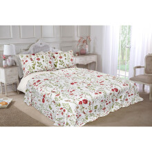 (King) Emma Barclay Poppies Meadow White Bedspread Floral Throwover