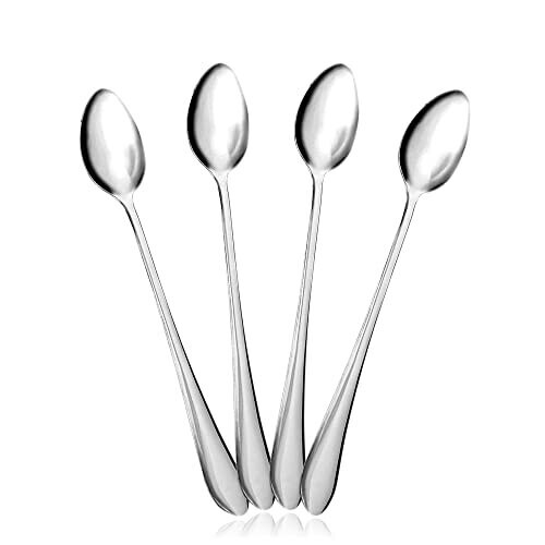 Latte Spoon Stainless Steel Sliver Long Handled Table Teaspoons Ideal for Coffee Caf? Latte Cocktail Milkshake Cold Drink Espresso Chocolate Hot