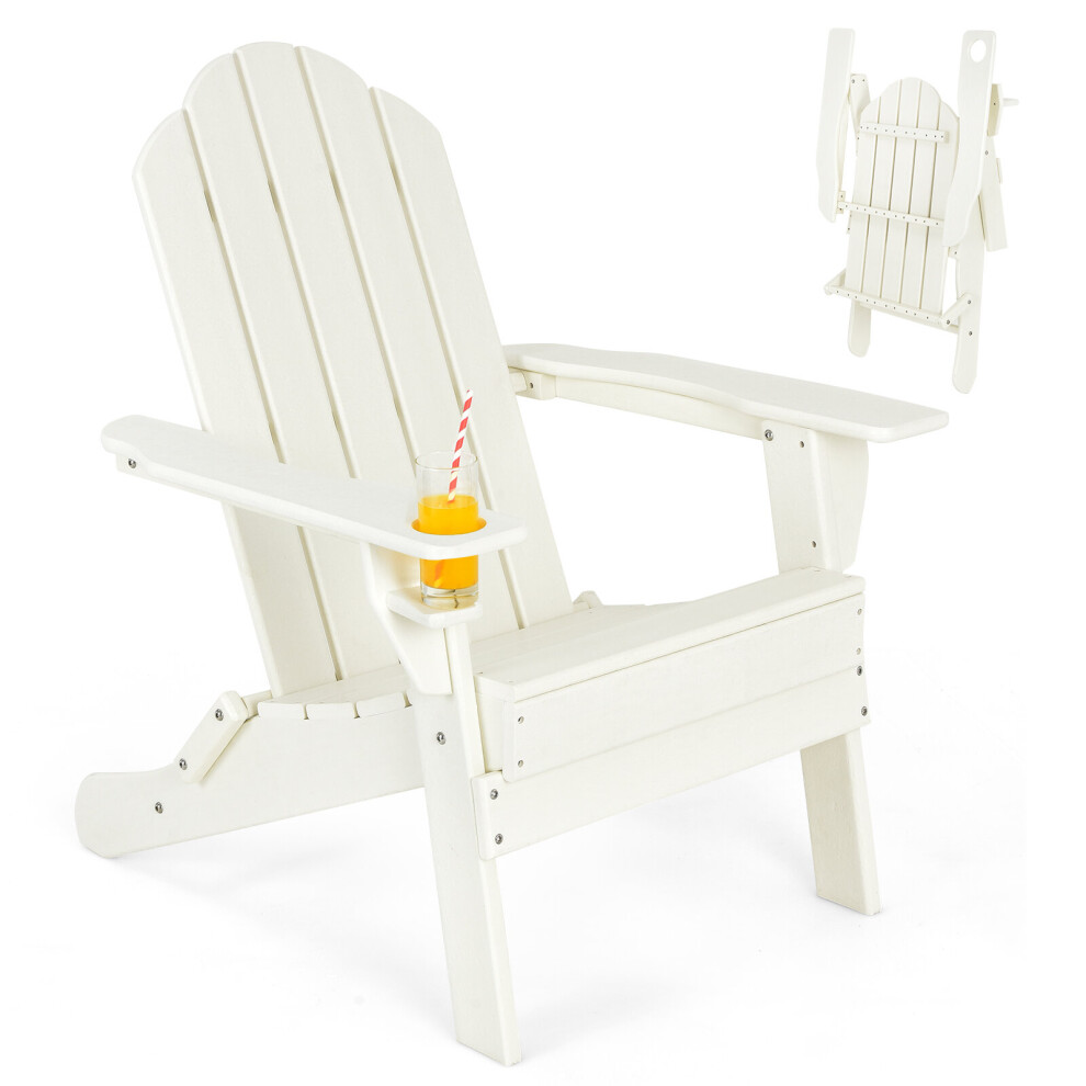 Folding Adirondack Chair Weather Resistant Patio Chair with Cup Holder