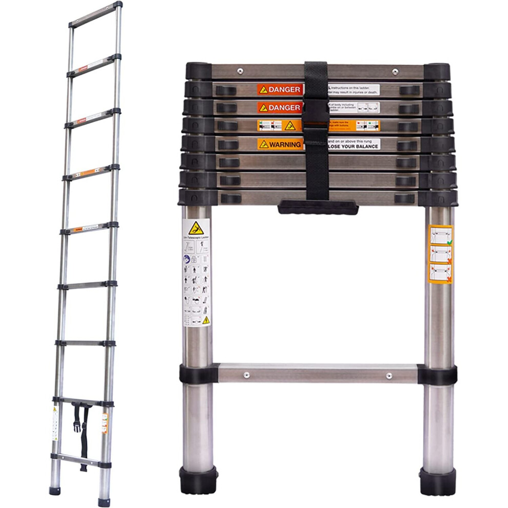 (2.6M without Roof Hooks) Telescopic Extendable Ladder 2.6M 3.2M 3.8M 4.4M 5M 6.2M Telescopicing Ladder with Roof Hooks EN131 Standard