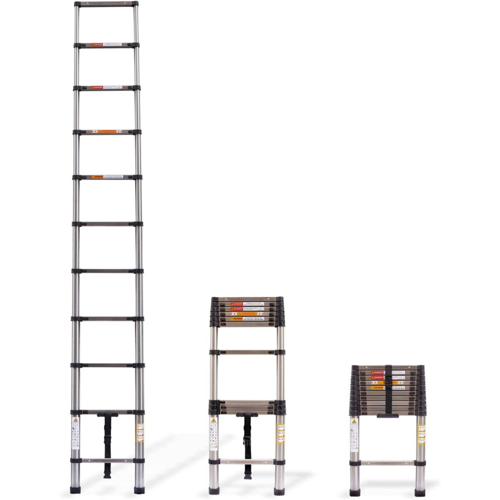 (3.2M without Roof Hooks) Telescopic Extendable Ladder 2.6M 3.2M 3.8M 4.4M 5M 6.2M Telescopicing Ladder with Roof Hooks EN131 Standard