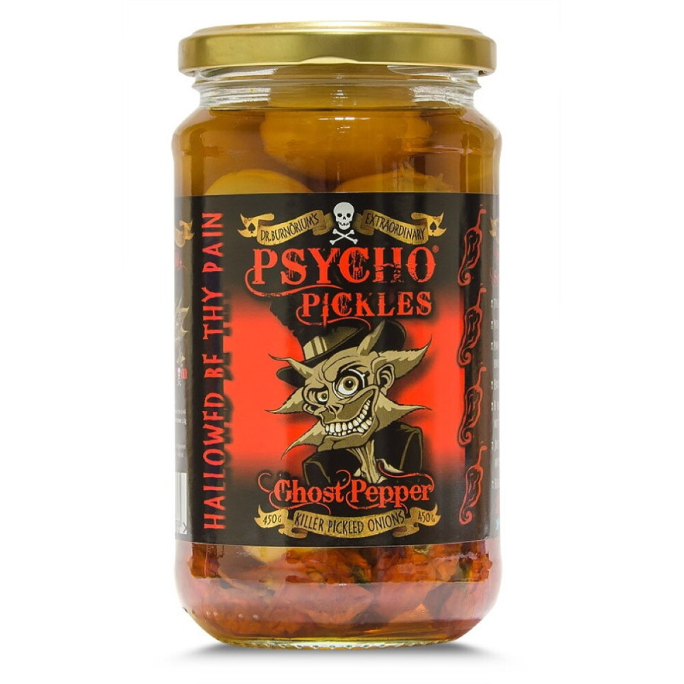 Psycho Juice Psycho Pickles Ghost Pepper Chilli Killer Pickled Onions 450G