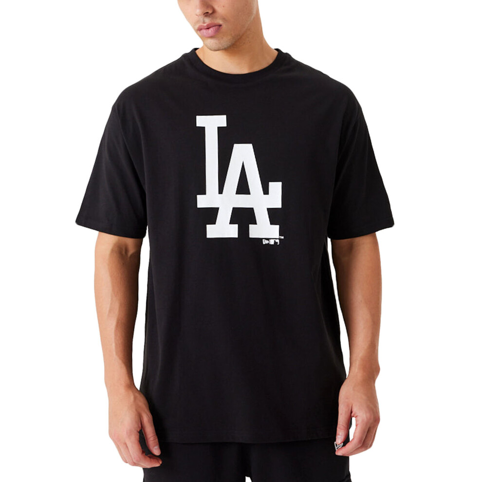 (M, Black) New Era Los Angeles Dodgers League Essentials Oversized T-Shirt Top Tee - Black