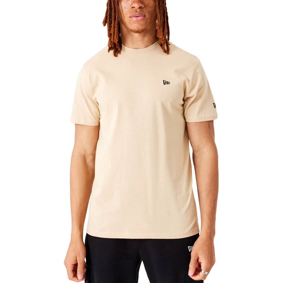 (2XL, Beige) New Era Mens Essentials Short Sleeve Crew Neck Casual T-Shirt Top Tee - Beige