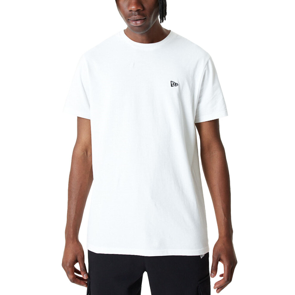 (L, White) New Era Mens Essentials Short Sleeve Crew Neck Casual T-Shirt Top Tee - White