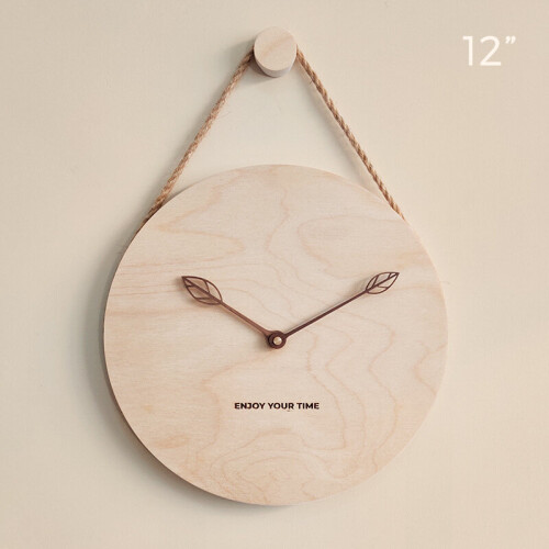 (No scale, Fallen leaves) Wooden hanging rope clock simple creative clock
