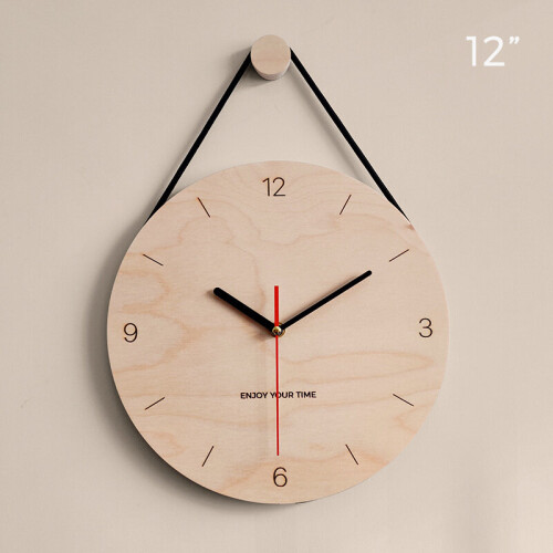 (Tape scale, Elegant cool black) Wooden hanging rope clock simple creative clock