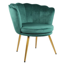 Genesis Flora Accent Chair with Petal Back Scallop Armchair in Velvet - Green